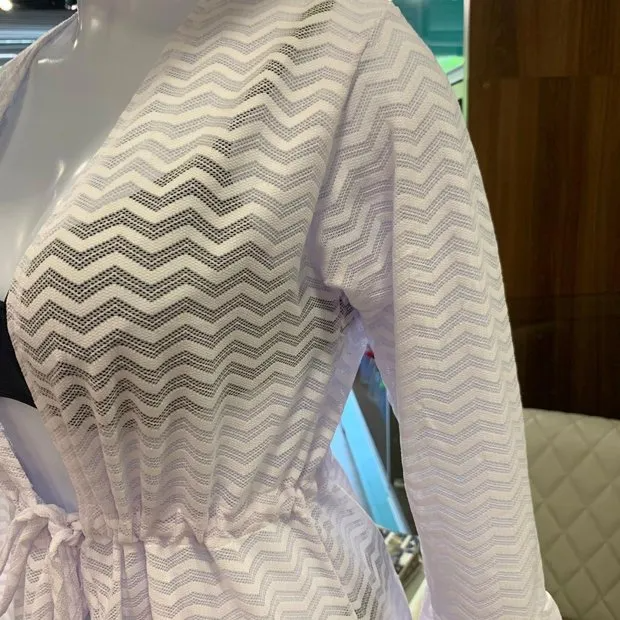 Beach Robe Neiva Voal Zig White