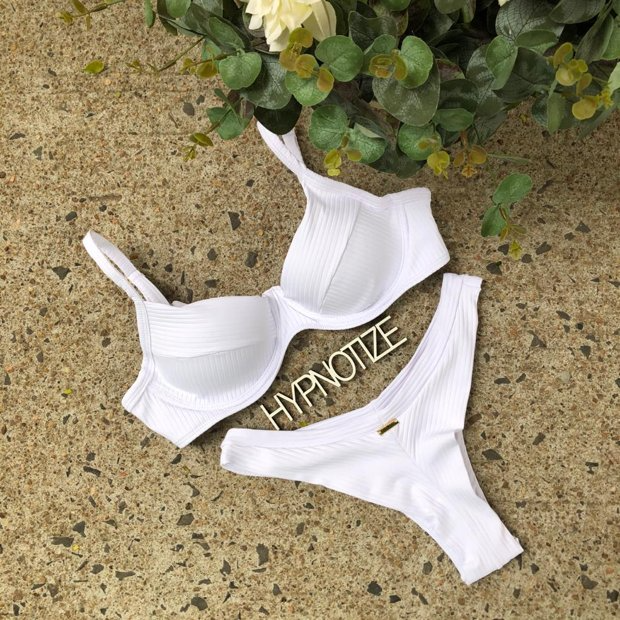 Bikini Catiele Corrugated Mesh White