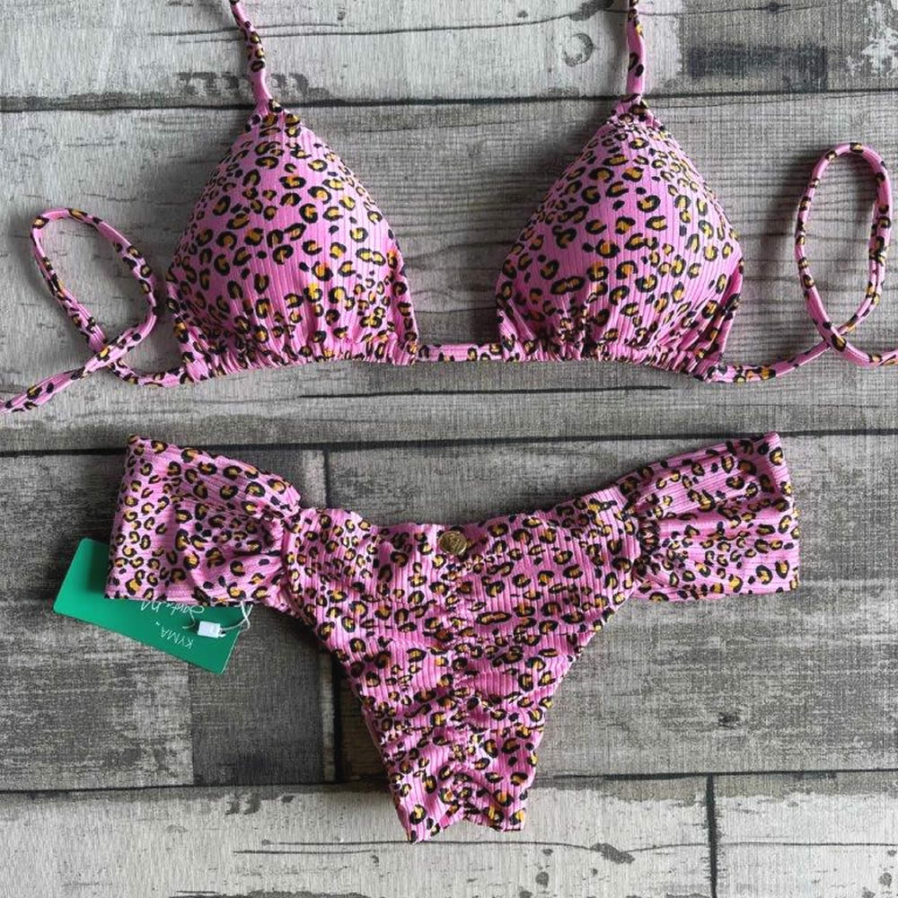 Bikini Set Butterfly Curtain Top Jaguar Pink - Santa Monica - WaveFit