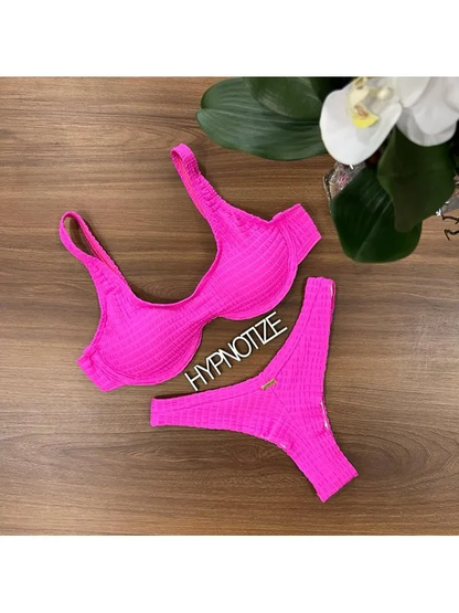 Bikini Karine Lastex Pink - Hypnotize Fashion Beach