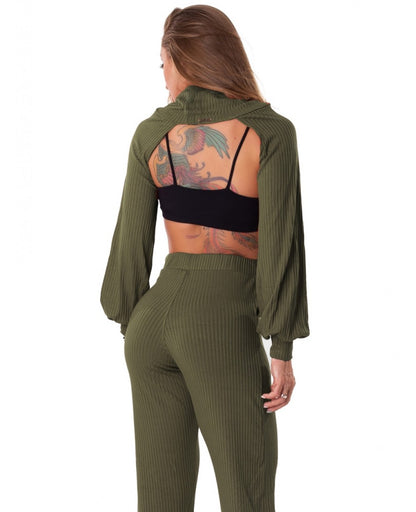 Cropped with Collar Rib Senses Green - Let's Gym - WaveFit