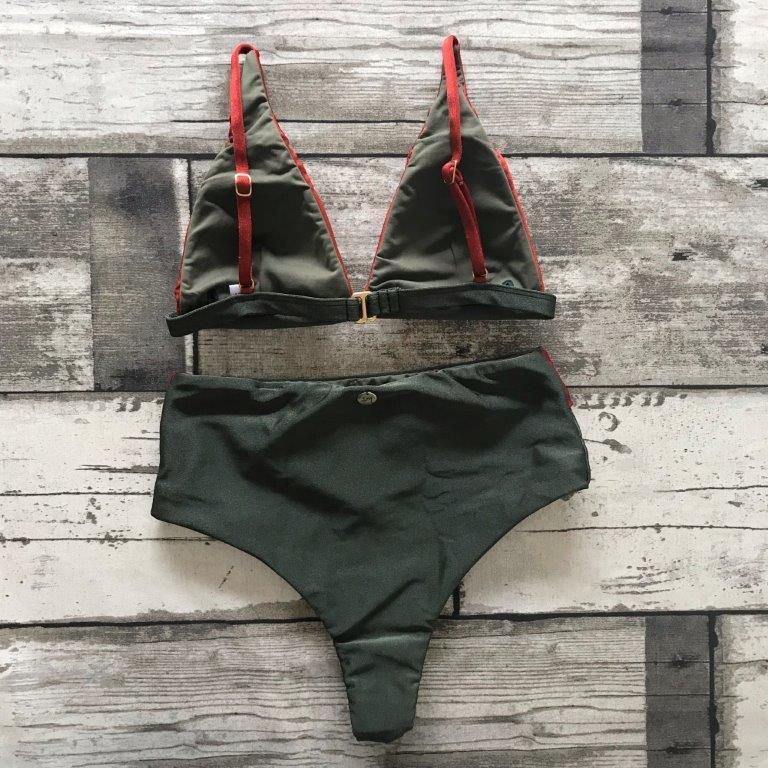 Bikini Set Hot Pants Olive Green and Terracotta Shine - WaveFit